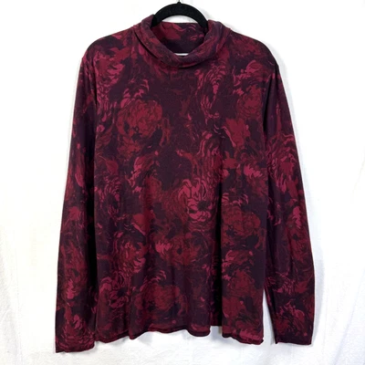 Suéter Coldwater Creek Talla XXL Granate Floral Cabello de Conejo Ligero Cuello Alto Foto 1 de 4