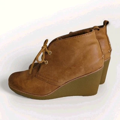 Botines Sperry Harlow Talla 8.5 Tacón de Cuña Con Cordones Cuero Marrón Camel  Foto 1 de 4