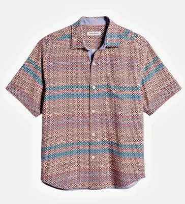 Tommy Bahama Bodega Dunes Tiles 100% Silk Camp Shirt Men's S Orange Ray NWT $148 - Image 1 of 4