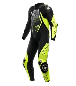 Dainese Audax D-Zip 1Pc Perf. Leather Suit Black/Yellow - Picture 1 of 1