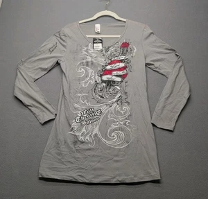 Camicia donna grigia full throttle saloon grande Sturgis biker firmata nuova USA - Foto 1 di 8