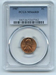 1987 1C Lincoln Cent PCGS MS66 - Picture 1 of 1