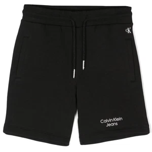 Calvin Klein Jeans Boys Stack Logo Shorts Size 4 & 6 Black Casual Training NWT - Picture 1 of 8