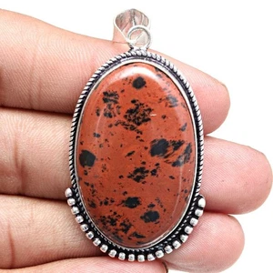 Pendant Mahogany Obsidian Gemstone Gift For Her Silver Jewelry 2.25" - Picture 1 of 5