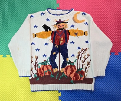 Suéter Pullover Tejido Carolina Colours Vintage Años 90 Espantapájaros Otoño Temático Mujeres L Foto 1 de 4