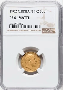 Great Britain - 1902 Edward VIII - Matte Proof 1/2 Sovereign - NGC PF61 - CHOICE - Picture 1 of 2