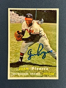1957 Topps #383 Juan Pizarro Signed Autographed Card Milwaukee Braves 🔥Rare🔥 - Picture 1 of 5
