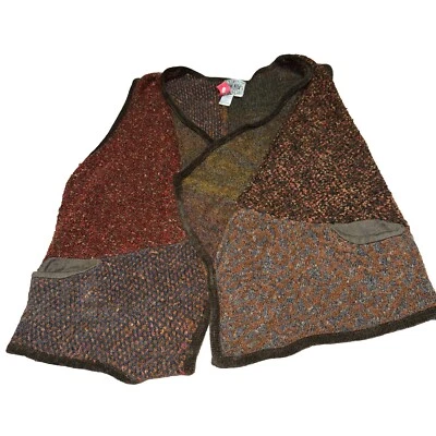 Curio Cardigan Vest Sleeveless Multicolor Fall  Brown Size 3X - Image 1 of 4