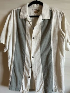 Camicia uomo caraibica grande hawaiana tropicale aloha con motivo foglia - Foto 1 di 5