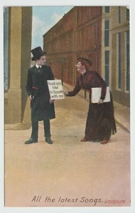 Bamforth Postcard - All the latest Songs - Ugly lady giving a Dressed man a Sign - Bild 1 von 2