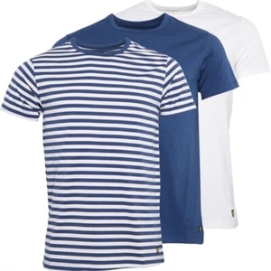 Lyle & Scott Mens Chase T-Shirts (3 Pack) - Dark Denim/Stripe/White - Picture 1 of 1