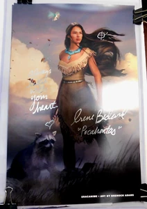 Disney Pocahontas 1995 Poster with Irene Bedard signature and inscription S7 - Picture 1 of 4