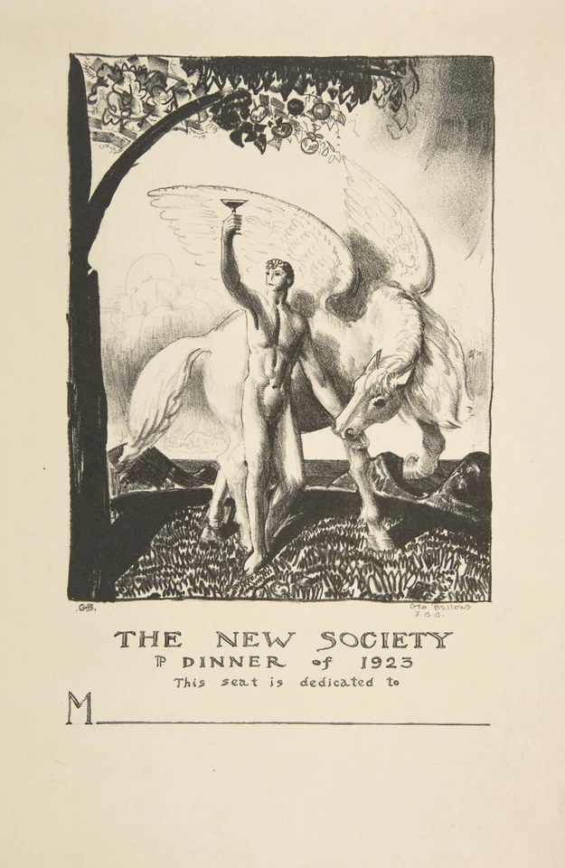 George Bellows - New Society Dinner Card (1923) Signed -17" x 22" Fine Art Print - Image 1 of 1