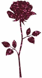 Rose Flower Glitter Vinyl Decal Sticker Window Wall Mirror Car Art 10 colours - Picture 1 of 20