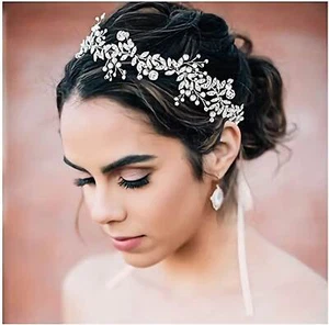 Bridal Headpiece, Bridal Tiara Headband, Bridal Wedding Hair Accessories -Crysta - Picture 1 of 11