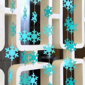 4m Matte Sky Blue Christmas Snowflakes Paper Garland - Picture 1 of 1