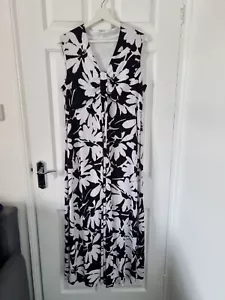 Windsmoor UK Size 16 Black And White Floral Maxi Dress Fully Lined - Picture 1 of 6