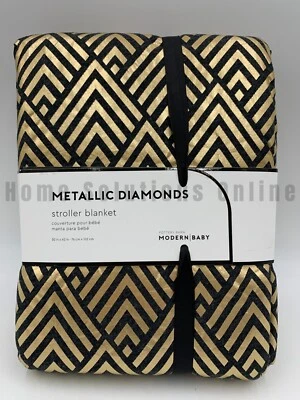 Manta de bebé Sherpa Pottery Barn Kids diamantes metálicos dorada 30" x 40" #R97 Foto 1 de 4