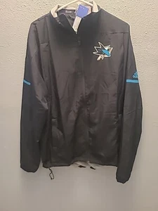 Chaqueta Adidas NHL San Jose Sharks para hombre nueva con etiquetas talla mediana negra cremallera completa precio de venta sugerido por el fabricante 110 USD - Imagen 1 de 4