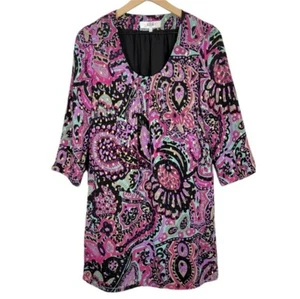 Tibi Floral Paisley Metallic Silk Shift Mini Dress SZ 6 - Picture 1 of 11