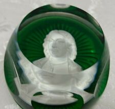 Baccarat Paperweight Peter the Great ©1977 Franklin Mint Sulfide Cameo Green