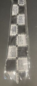 Piano Keyboard Print Musical Notes Black White Hand Made Tie Steven Harris