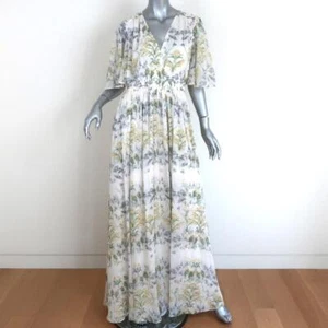 Ted Baker Maxi Dress Bilia Papyrus Floral Print Chiffon Size 3 Short Sleeve NEW - Picture 1 of 8