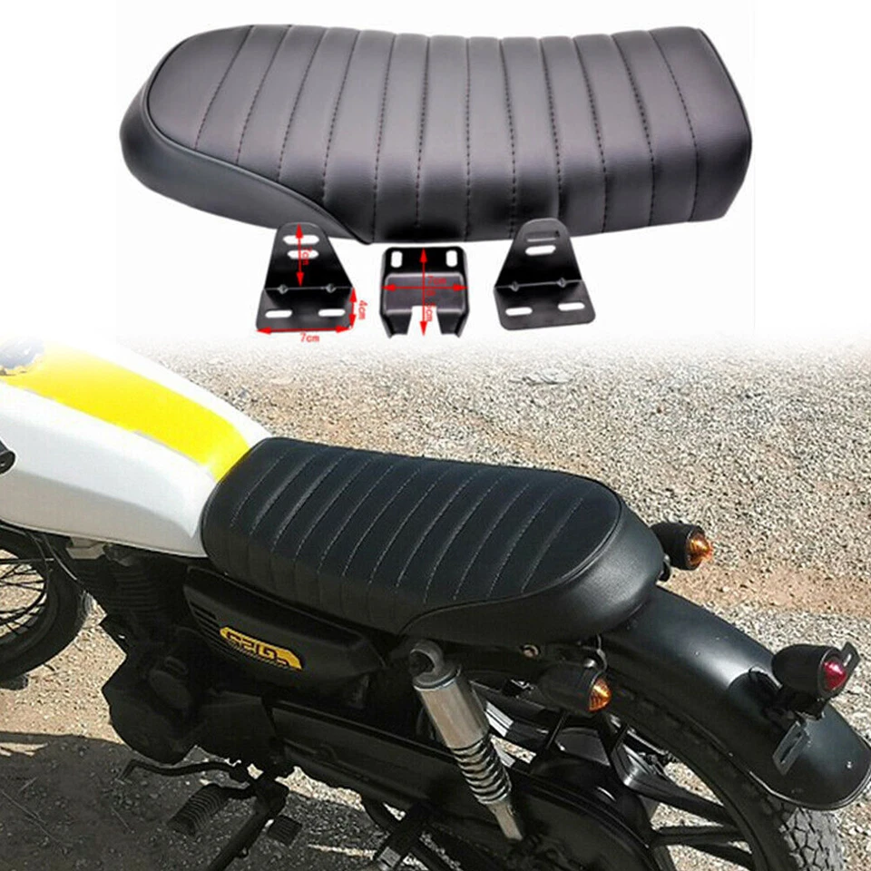 Sillín plano para moto café corredor asientos para Honda CB CL SUZUKI GN GS Yamaha Foto 1 de 4