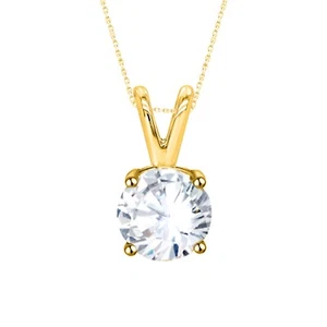 Cadena colgante solitaria para mujer de oro amarillo sólido de 14 k cultivada en laboratorio con certificación G/VS - Imagen 1 de 9