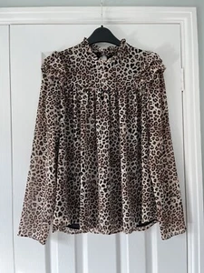River Island Leopard Print Blouse Top UK 10 - Picture 1 of 2