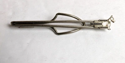 Vintage Art Deco Scottie Scottish Terrier Dog w Black Enamel 3" Tie Bar Clip - Image 1 of 4