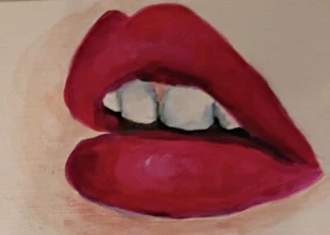 Aceo Too Sexy for my lips original acrylic painting - Picture 1 of 1