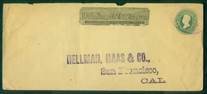 1887, 4¢ (U255) atado en cubierta WELLS FARGO a Cal. - Imagen 1 de 2