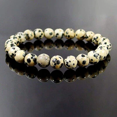 100 % Natürlicher Dalmatiner Jaspis Edelsteine Armband 8 mm Runde Perlen Groß... - Bild 1 von 4