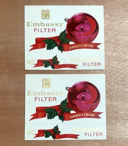 2 Vintage 1970s Christmas Greetings, 40 Embassy Filter Cigarettes, Outer Sleeves - Picture 1 of 4