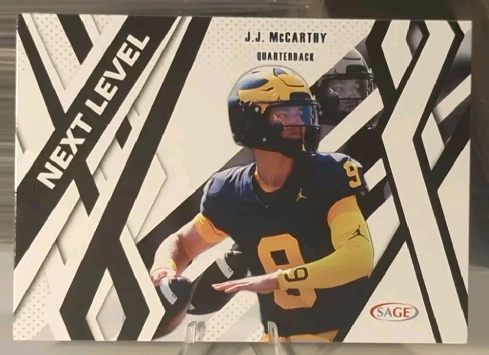 J.J. McCarthy 2024 Sage Low Series Football Black Next Level Minnesota Vikings  - Image 1 of 2