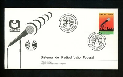 Postal History Brazil FDC #2077 Media Broadcasting TV Radio 50th Anniv. 1986 - Image 1 of 2