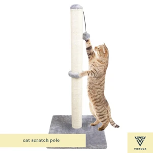 Cat Scratch Pole | Sisal Post with Dangling Ball for Indoor Cats | Cat Toy - Picture 1 of 4