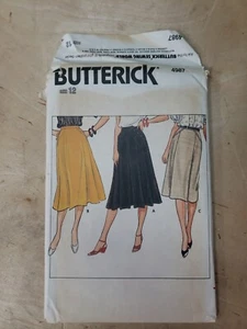Butterick Vintage Sewing Pattern #4987 Misses Skirt  Size 12. -Uncut- - Picture 1 of 4
