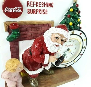 1998 Coca Cola Santa REFRESHING SURPRISE Christmas Collectible Figurine Clock - Picture 1 of 12