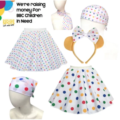 INSPIRED COSTUMES GIRLS Pudsey Skirt Fancy Dress CHILDREN IN NEED Polka Dot Pudsey Accessories