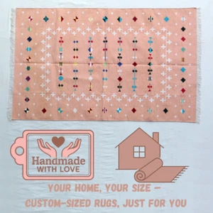 🧵Solid Light Orange Flatweave Rugs – Handwoven Cotton, Multi Size Options - Picture 1 of 8
