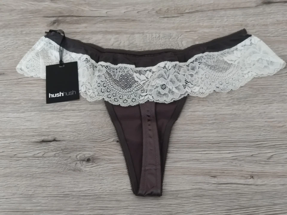 Damen Taillenslip / String von Hush Hush in Größe L / 40 und in Grau / Weiß - Bild 1 von 4