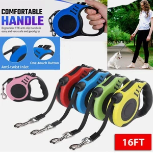 16.4FT Automatic Retractable Dog Leash Pet Collar Automatic Walking Lead Free US - Picture 1 of 16