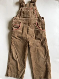 Vintage  Popsicle Brand Tan With Red Overalls Bibs 2/3 Toddler Boys USA Corduroy - Picture 1 of 4