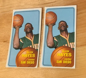 (2) 1970-71 Topps #70 Elvin Hayes San Diego Rockets Salón de la fama Lote de tarjetas pliegues - Imagen 1 de 6