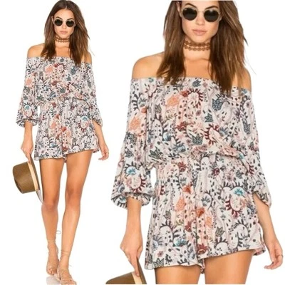 Romper Free People Western Bohemian Pretty & Free Off the Shoulder verão médio - Imagem 1 de 4