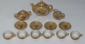 VTG Miniature Tea Set Teapot Sugar Creamer Cup Saucer Made In Occupied Japan - Picture 1 of 10