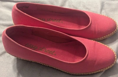 Эспадрилья женская Easy Street размер 7 M розовая ткань без застежек на танкетке каблуке - Изображение 1 из 4