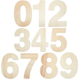 Unfinished Wooden Numbers for Crafts, 0-9 (12 Inches, 10 Pieces) - Picture 1 of 9